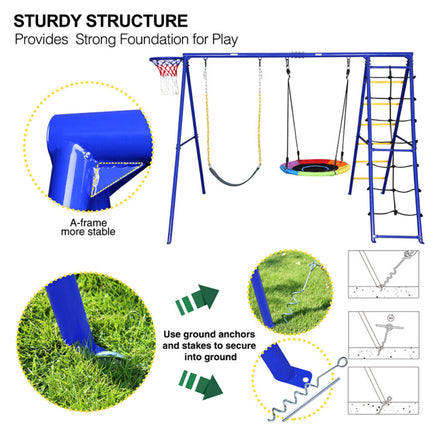 outdoor-swing-set-kids-5-stations-climbing-net-ladder-a-frame-swing-playground-structure