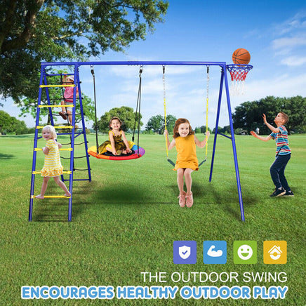 outdoor-swing-set-kids-5-stations-climbing-net-ladder-a-frame-swing-playground-outdoor-demo