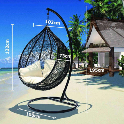Outdoor Wicker Hanging Egg Chair with Stand-Metro SYD/CANB/MELB/BRIS AND G'COAST Only - $99.00-Siesta Hammocks