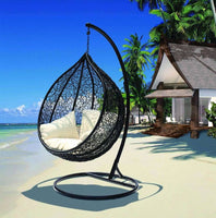 Outdoor Wicker Hanging Egg Chair with Stand-Metro SYD/CANB/MELB/BRIS AND G'COAST Only - $99.00-Siesta Hammocks