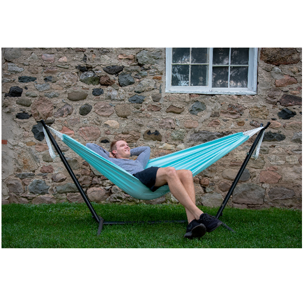 Polyester Double Hammock with Stand in Aqua Colour (2.7m)-Not Applicable-Siesta Hammocks