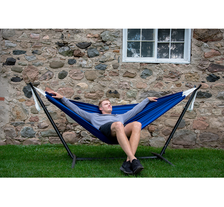 Polyester Double Hammock with Stand in Royal Blue Colour (2.7m)-Not Applicable-Siesta Hammocks