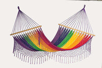 Resort Style Hammock with Fringe (Rainbow)-Queen-None-Siesta Hammocks
