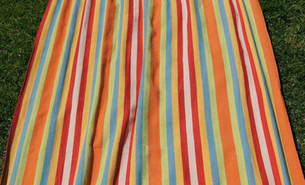 Single Size Cotton Canvas Hammock with Wooden Spreader Bar-Orange-Red-White Stripes-Siesta Hammocks