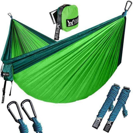 Upgrade Camping Hammock with Hammock Tree Straps Portable Parachute Nylon Hammock for Backpacking Travel-Dark Bright Green-United States-Siesta Hammocks