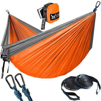 Upgrade Camping Hammock with Hammock Tree Straps Portable Parachute Nylon Hammock for Backpacking Travel-Grey and Orange-China-Siesta Hammocks