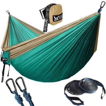 Upgrade Camping Hammock with Hammock Tree Straps Portable Parachute Nylon Hammock for Backpacking Travel-Khaki and Olive-China-Siesta Hammocks
