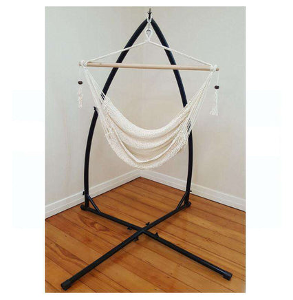 White Cotton Rope Hammock Chair with Tassels with Stand-Not Applicable-Siesta Hammocks