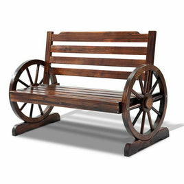 Wooden Wagon Wheel Bench - Brown-VIC $9.80-Siesta Hammocks